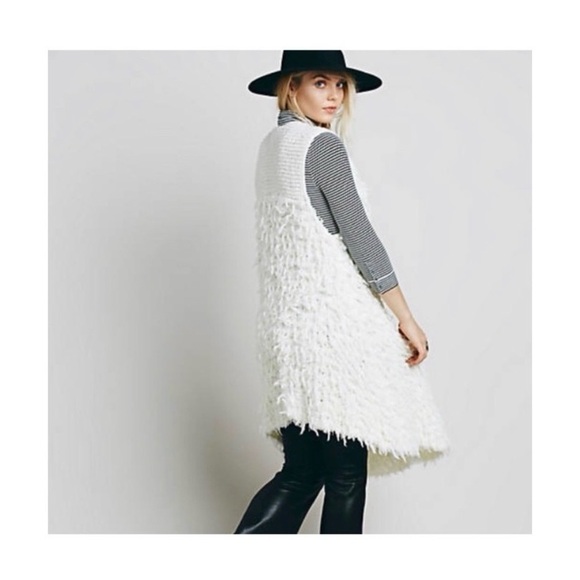 FREE PEOPLE Cream Fuzzy Shaggy Vest
